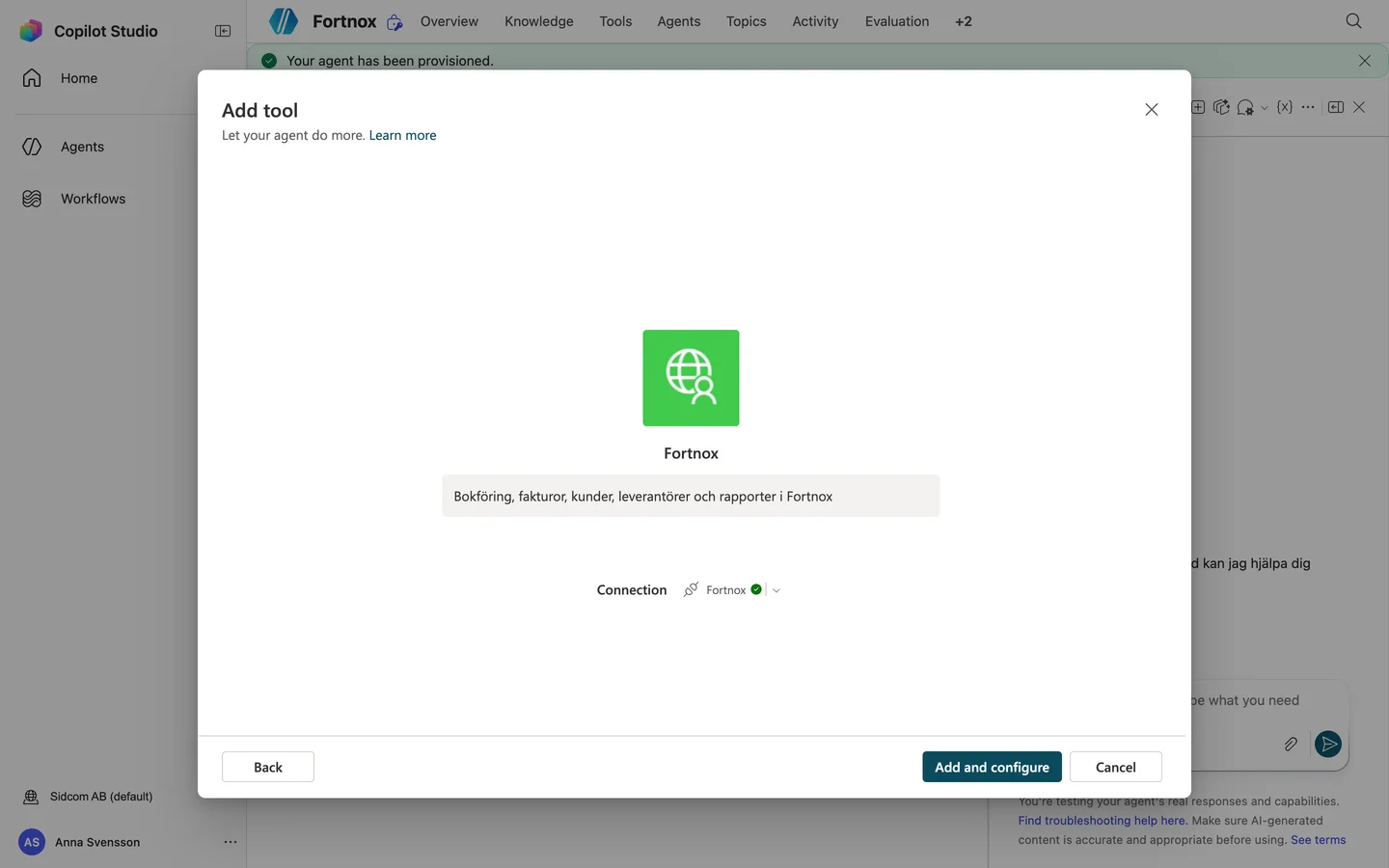 Klicka på Add and configure