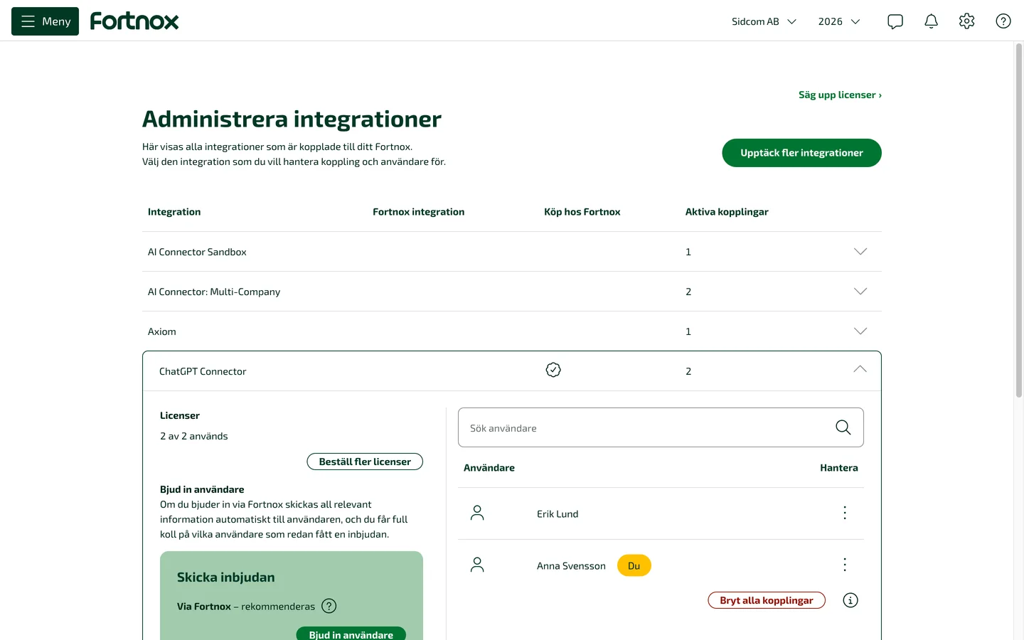Klicka på Beställ fler licenser